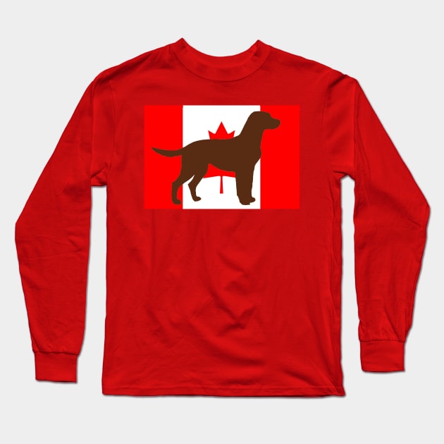 chocolate lab color silhouette on flag Long Sleeve T-Shirt by Wanderingangel